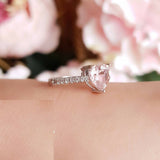 2ct Heart Cut Peach Morganite Engagement Ring 14k White Gold Finish Heart Shaped