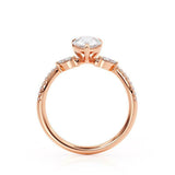 1.5ct Pear Cut Diamond Engagement Ring Leaf Stylish Design 14k Rose Gold Finish