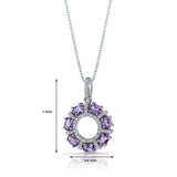 4Ct Oval Cut Purple Amethyst Diamond Circular Royal Pendant 14K White Gold Over