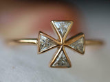 1ct Engagement Ring Trillion Cut Diamond Celtic Cross 14k Yellow Gold Finish