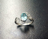 1.6ct Engagement Ring Oval Cut Aquamarine Leaf Solitaire 14k White Gold Finish