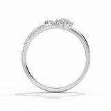 1ct Engagement Ring Round Cut Diamond Floral Leaf Bypass 14k White Gold Finish