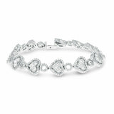 25Ct Princess Diamond Heart Valentine Gift Tennis Bracelet 14K White Gold Finish