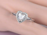 1.2ct Heart Cut Diamond Engagement Ring 14k White Gold Finish Halo Heart Shape