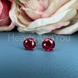 2ct Round Cut Simulated Pink Ruby Solitaire Stud Earrings 14k White Gold Plated