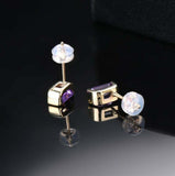 1.7ct Stud Earrings Emerald Cut Purple Amethyst Solitaire 14k White Gold Finish