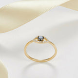 1ct Round Black Diamond Engagement Ring Evil Eye Minimalist 14k Yellow Gold Over