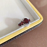 5ct Engagement Ring Oval Cut Red Garnet Cocktail Women 14k White Gold Finish