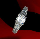 3Ct Round Cut Diamond Shank Milgrain Vintage Engagement Ring 14K White Gold Over