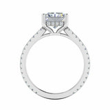 2.7ct Radiant Cut Diamond with Accents Solitaire Ring 14k White Gold Finish