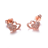 0.5ct Round Cut Diamond Heart Shape Love Design Stud Earrings 14k Rose Gold Over