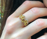 2.4ct Engagement Ring Emerald Yellow Citrine Geometric Bar 14k White Gold Finish