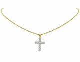 1.2ct Round Cut Diamond Pendant Halo Cluster Cross 14k Yellow Gold Over NO CHAIN