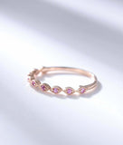 1ct Round Cut Pink Sapphire Wedding Band Vintage Half Eternity 14k RoseGold Over