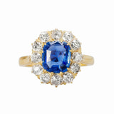 2.3ct Cushion Cut Blue Sapphire Engagement Ring Diamond Halo 14k YellowGold Over