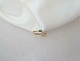 0.2ct Engagement Ring Baguette Cut Green Emerald Trilogy 14k Yellow Gold Finish