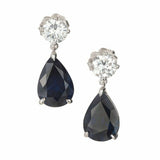 2.5ct Pear Cut Blue Sapphire Tear Drop Earrings 14k White Gold Finish