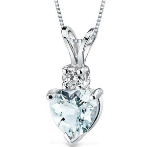 1Ct Heart Cut Blue Aquamarine Diamond Love Pendant 14K White Gold Over NO CHAIN