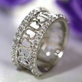 2Ct Round Cut Diamond Mesh Hearts Half Eternity Wedding Band 14K White Gold Over