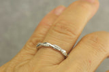 1Ct Round Cut Diamond Half Twisted Minimalist Wedding Band 14K White Gold Finish