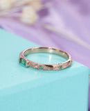 1.1ct Baguette Cut Green Emerald Minimalist Engagement Ring 14k Rose Gold Finish