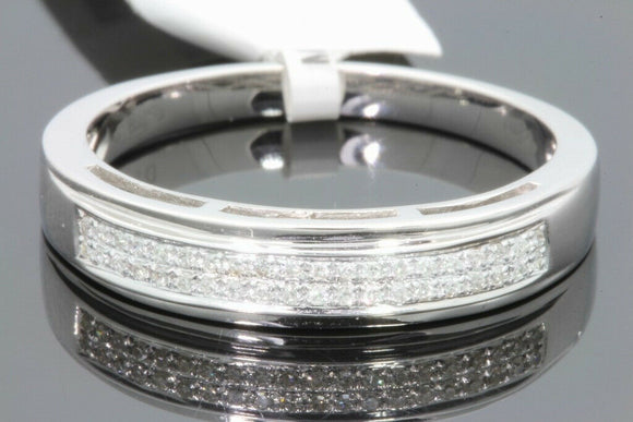 2Ct Round Cut Diamond Dual Row Half Eternity Wedding Band 14K White Gold Finish