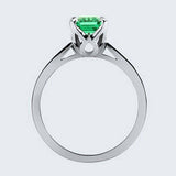 1.38ct Green Emerald Cut Engagement Ring Solitaire Love 14k White Gold Finish