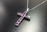 1.55ct Purple Amethyst Pendant Round Cut Holy Cross 14k White Gold Over NO CHAIN