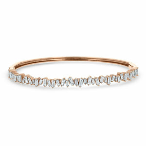 5ct Baguette Cut Diamond Cocktail Women Cuff Bangle Bracelet 14K RoseGold Finish