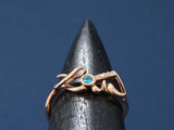 0.5ct Round Cut Blue Aquamarine Engagement Ring Love Word 14k Rose Gold Finish