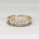 2ct Marquise Diamond Engagement Ring Stackable Split Band 14k Yellow Gold Finish