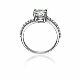 1.6ct Round Cut Diamond Engagement Ring Swirl with Accents 14k White Gold Finish