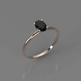 0.75ct Oval Cut Black Diamond Engagement Ring Solitaire Women 14k Rose Gold Over