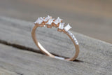 Unique Design Engagement Ring 1.1ct Baguette Cut Diamond 14k Rose Gold Finish