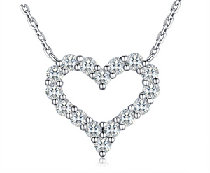 1.5ct Round Cut VVS1D Diamond Pendant Open Heart 14k White Gold Finish NO CHAIN