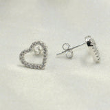 1.5ct Round Cut Diamond Hollow Heart Shape Stud Earrings 14k White Gold Finish