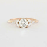 Leaf Marquise Accent Engagement Ring 1.5ct Round Cut Diamond 14k RoseGold Finish