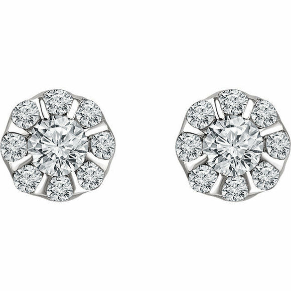 1ct Round Cut VVS1 D Diamond Floral Stud Earrings Women 14k White Gold Finish