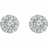 1ct Round Cut VVS1 D Diamond Floral Stud Earrings Women 14k White Gold Finish