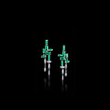 4ct Baguette Green Emerald Diamond Cocktail Drop Earring 14k White Gold Finish