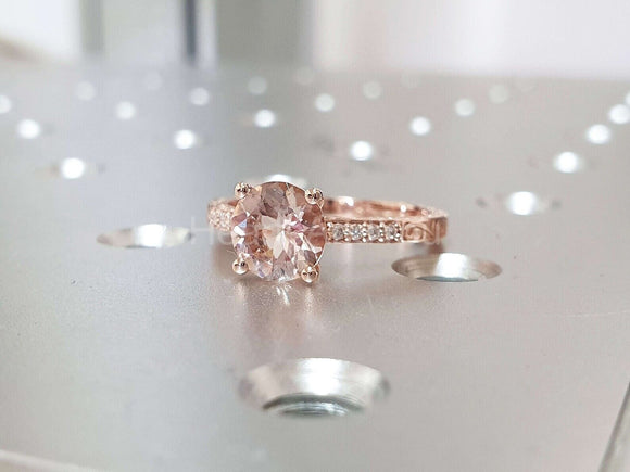 2ct Round Cut Simulated Morganite Vintage-Inspired Ring 14k Rose Gold Plated