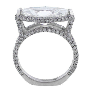 6Ct Marquise Cut Diamond Split Shank Queens Cocktail Ring 14K White Gold Finish