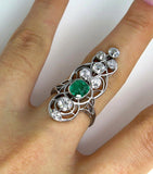 6Ct Cushion Cut Green Emerald Diamond Party Cocktail Ring 14K White Gold Finish