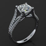 Split Shank Band Engagement Ring 1.7ct Cushion Cut Diamond 14k White Gold Finish