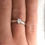 4 Prong Solitaire Engagement Ring 0.7ct Round Cut Diamond 14k White Gold Finish