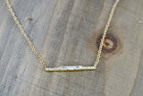 1ct Baguette Diamond Horizontal Bar Minimalist Pendant Chain 14k YellowGold Over