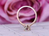 Solitaire with Accents Engagement Ring 1.4ct Oval Cut Diamond 14k Rose Gold Over