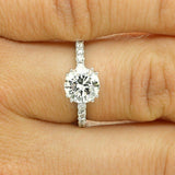 1ct Round Cut Diamond Accent Solitaire Women Proposal Ring 14k White Gold Finish