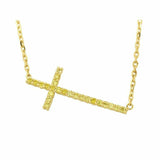 1.9ct Round Cut Yellow Sapphire Pendant Chain Holy Cross 14k Yellow Gold Finish