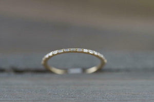 0.7ct Baguette Cut Diamond Wedding Band 14k Yellow Gold Finish Dainty Minimalist